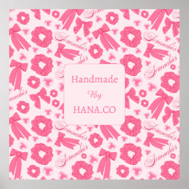 Rosa flickigt Scrunchies-mönster Sött hår tillbehö Poster