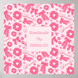 Rosa flickigt Scrunchies-mönster Sött hår tillbehö Poster