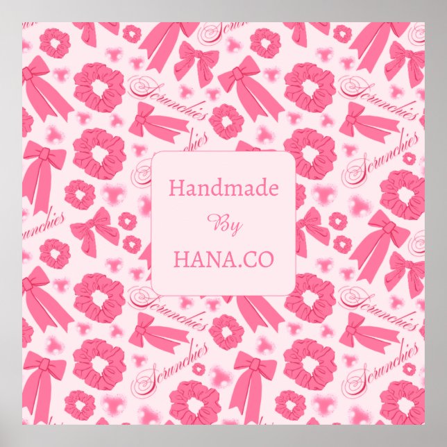 Rosa flickigt Scrunchies-mönster Sött hår tillbehö Poster (Framsidan)