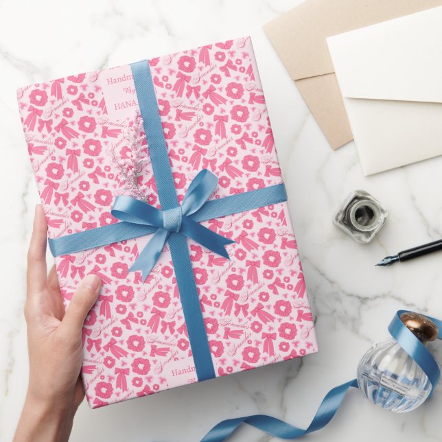 Rosa flickigt Scrunchies-mönster Sött hår tillbehö Presentpapper (Gifting)