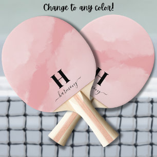 Rosa flicknamnsmonogram pingisracket