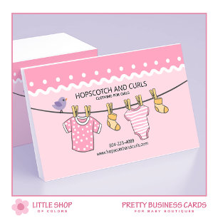 Rosa Flickors Baby Boutique Visitkort
