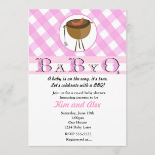 Rosa flickors baby shower grillfest sommar inbjuda inbjudningar