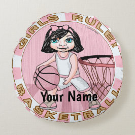 Rosa flickors basketboll rund kudde