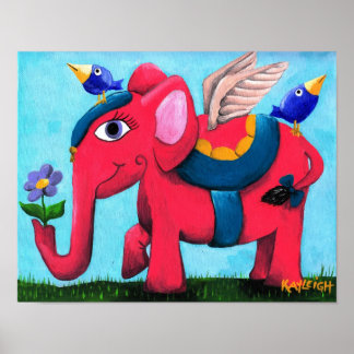 Rosa Flies Elephant Poster