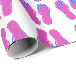 rosa flip-flops med blå blomma presentpapper