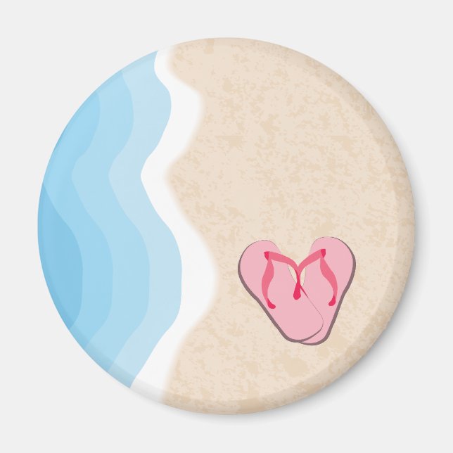 Rosa Flip-Flops på Beach Magnet (Framsidan)
