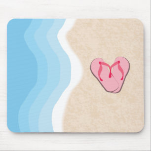 Rosa Flip-Flops på Beach Mousepad Musmatta