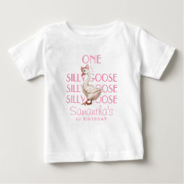 Rosa Flirt En Dum Goose Flicka 1-årsdag T Shirt