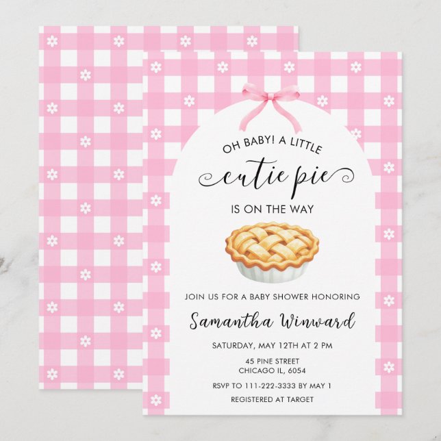 Rosa Flirt Sötnos Baby Shower Inbjudningar (Fram/baksida)