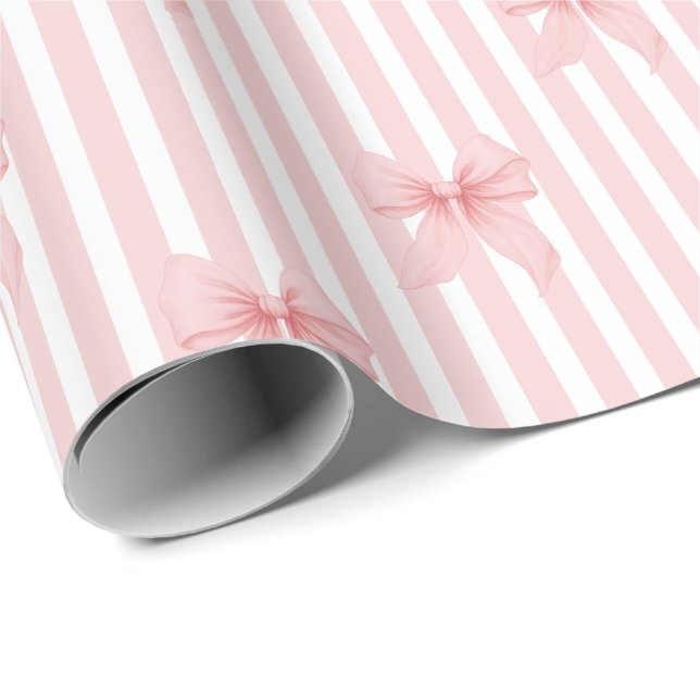 Rosa flirtbågar och ränder presentpapper (Rullad Hörn)