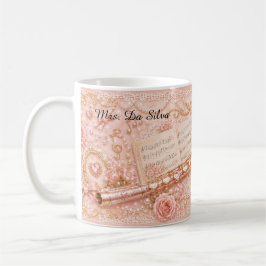 Rosa flöjt blommig musikmugg kaffemugg