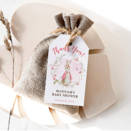 Rosa Flopsy Bunny Baby Shower Gift Märkre for Girl Presentetikett