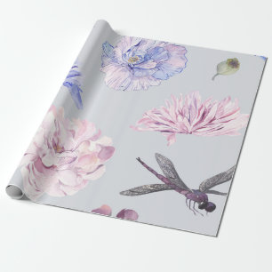 Rosa Floral Vattenfärg Presentpapper