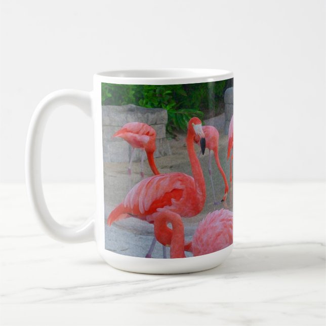 Rosa Florida Flamingos vid stranden Kaffemugg (Vänster)