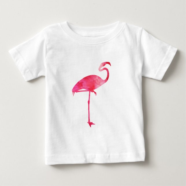 Rosa Florida för FlamingovattenfärgSilhouette T-shirt (Framsida)