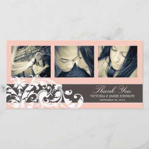 ROSA FLOURISH   BRÖLLOP TAANK DIG CARD TACK KORT