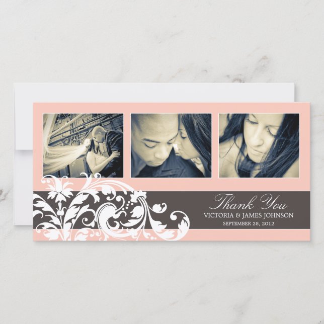 ROSA FLOURISH | BRÖLLOP TAANK DIG CARD TACK KORT (Framsida)