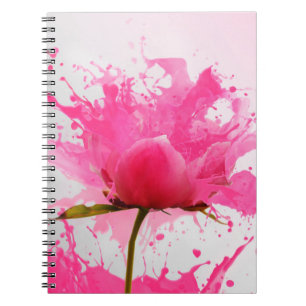 Rosa Flower Abstrakt Paint Splatter Anteckningsbok