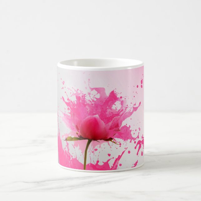 Rosa Flower Abstrakt Paint Splatter Kaffemugg (Center)