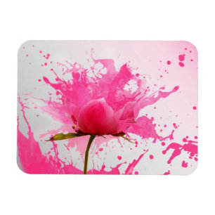Rosa Flower Abstrakt Paint Splatter Magnet