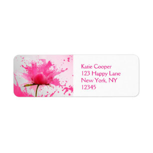 Rosa Flower Abstrakt Paint Splatter Returadress Etikett