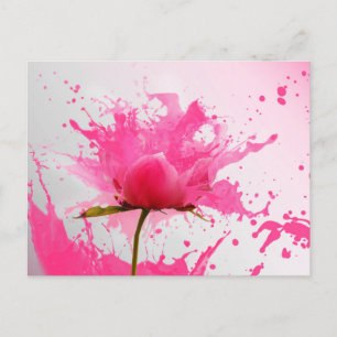 Rosa Flower Abstrakt Paint Splatter Vykort