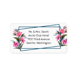 Rosa Flower Adressetikett