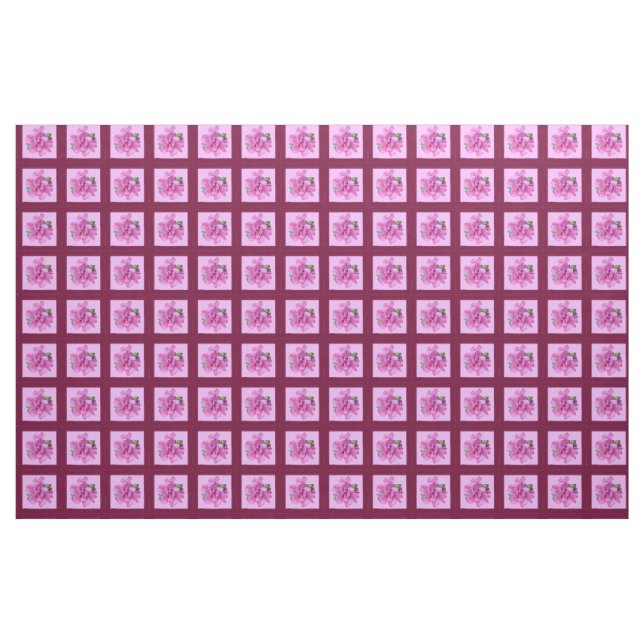 Rosa Flower and Squares Fabric Tyg (Yard)