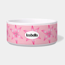 Rosa Flower any Namn Hund Bowl