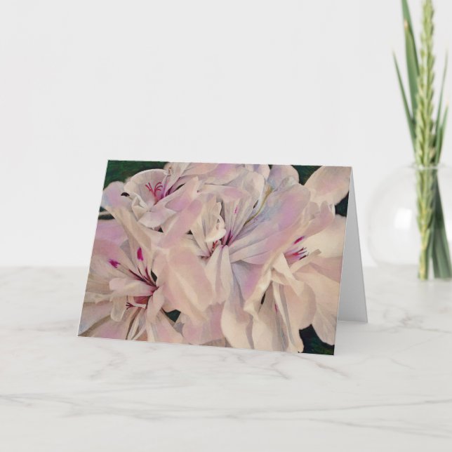 Rosa Flower Art Geranium Blooms Art Note Card Kort (Framsida)