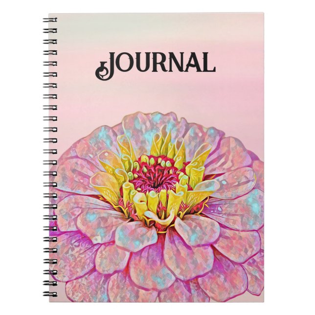 Rosa Flower Art Journal Anteckningsbok (Framsidan)
