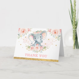  Rosa Flower Baby Elephant Girl Tack Kort