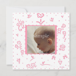 Rosa Flower Birth Notification Meddelande