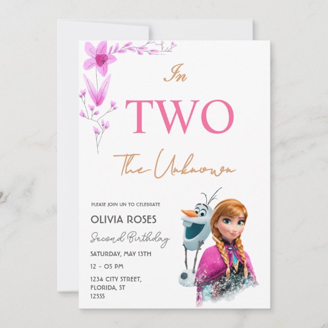 Rosa Flower Birthday för barn Inbjudningar (Framsida)