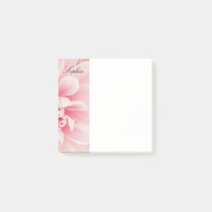 Rosa Flower & Black Script Namn, Vs 2 Post-it Block