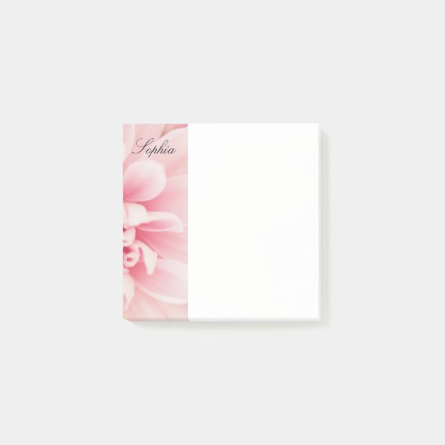 Rosa Flower & Black Script Namn, Vs 2 Post-it Block (Framsida)