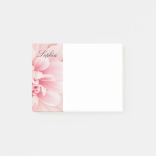 Rosa Flower & Black Script Namn, Vs 2 Post-it Block
