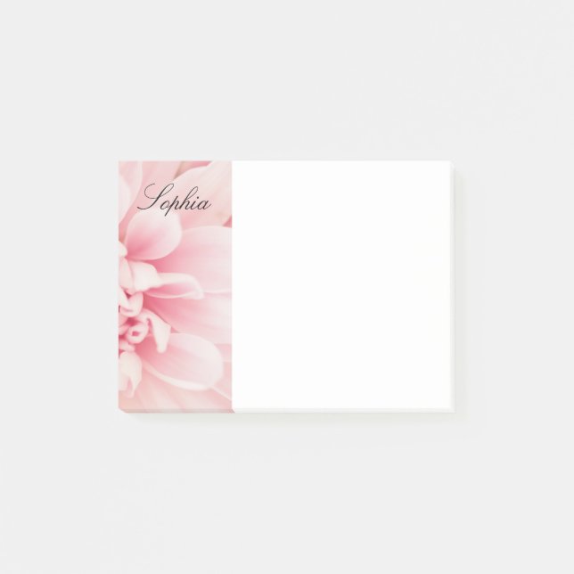 Rosa Flower & Black Script Namn, Vs 2 Post-it Block (Framsida)
