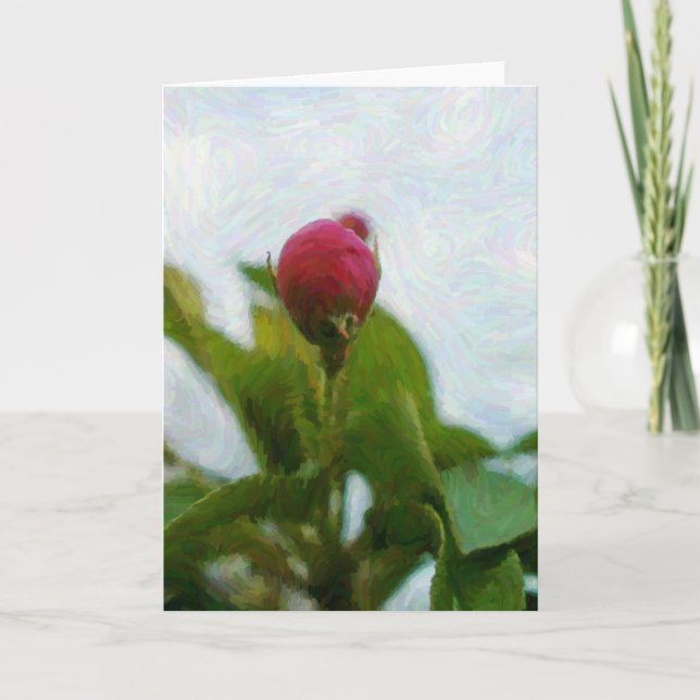 Rosa Flower Blommar Artsy Gouache Stil Note Card Kort (Framsida)