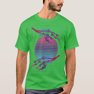 Rosa Flower Blommar Japan Sakura Vaporwave Cherry T Shirt