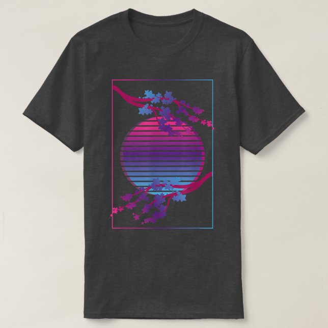 Rosa Flower Blommar Japan Sakura Vaporwave Cherry T Shirt (Design framsida)