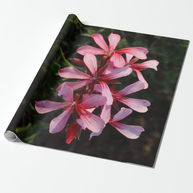 Rosa Flower Blommar Linen Wrapping Papper Presentpapper (Utrullad)