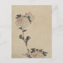 Rosa Flower Blommars on Low Stalk by Hokusai Vykort