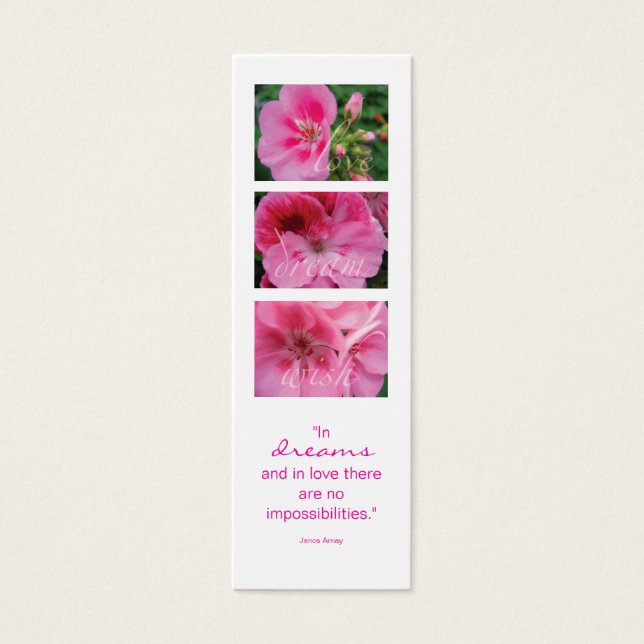 Rosa Flower Bookmark Gift Litet Visitkort (Framsidan)