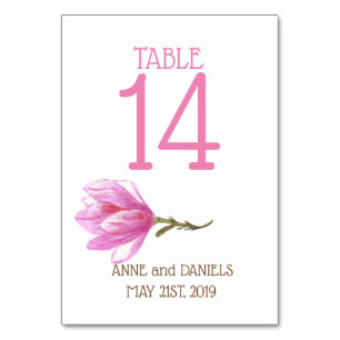 Rosa Flower Bordsnummer Cards