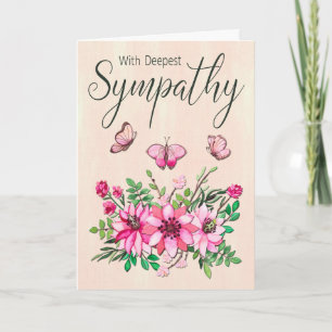Rosa Flower Bouquet och Butterflies for Sympathy Kort