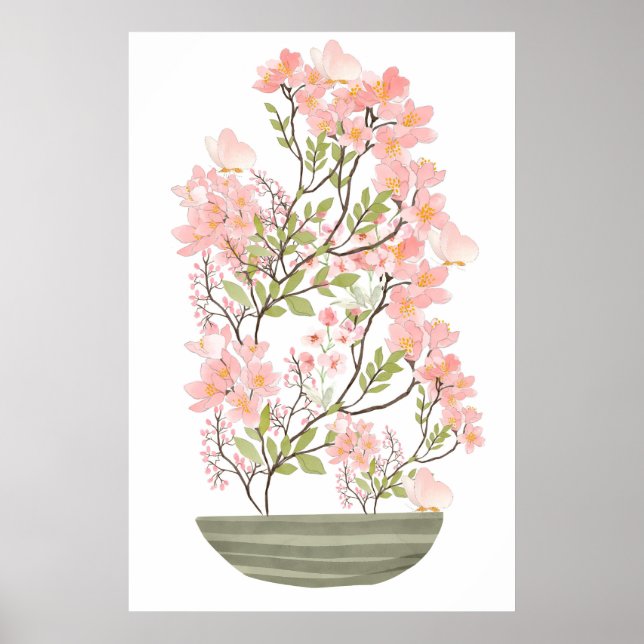 Rosa Flower Bouquet och Vas, Value Sticker Papper Poster (Framsidan)