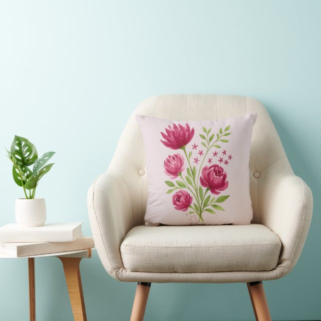 Rosa Flower Bouquet Painting Dekorativ kudde (Stol)
