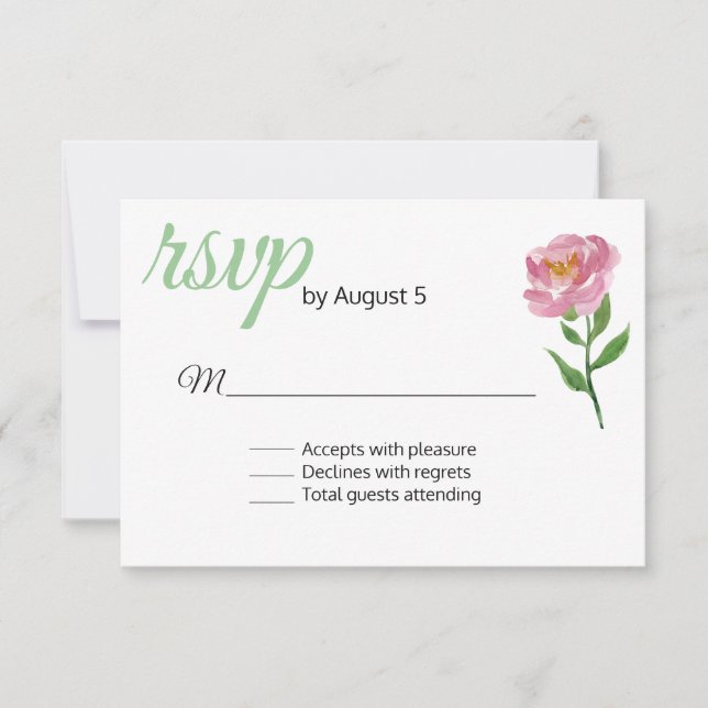 Rosa Flower Bröllop OSA Card (Framsida)